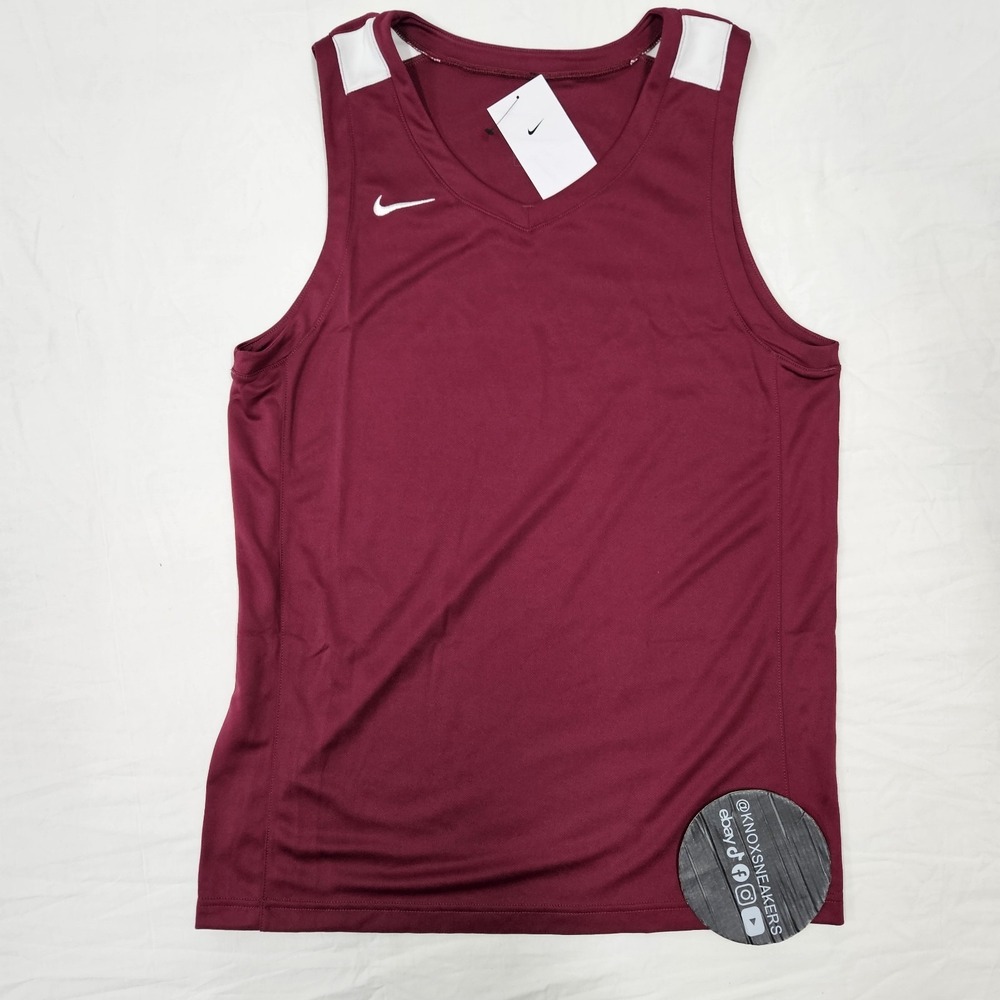 Nike Dri-FIT Overtime Basketball Jersey Maroon White DN6594-612 Men's Size Large
